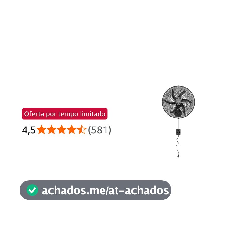 Ventisol Ventilador Osc Parede monta facil 50cm 6p preto 127V premium