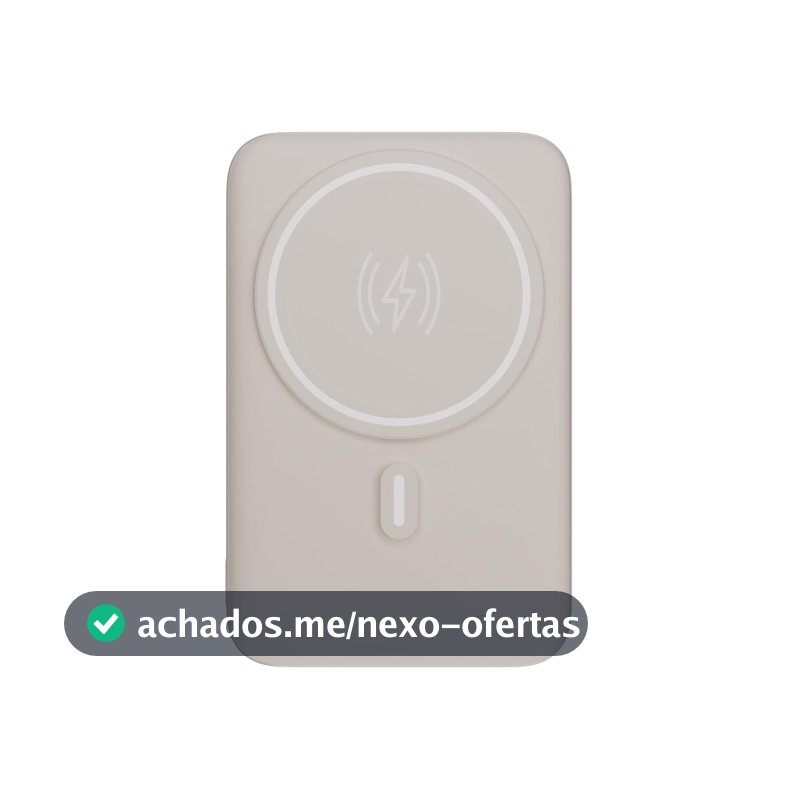 Geonav Power Bank, Carregador Portátil Universal por Indução 10.000mAh, Carregamento rápido, Suporte Dobrável, Compatível com MagSafe® PB10MAGOW Off White