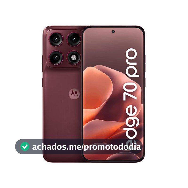 Smartphone Motorola Edge 70 PRO 5G - 512GB 12GB RAM+12GB Ram Boost, 4 câmeras de 50MP, Tela 1.5K extreme AMOLED 144Hz, Bateria 6500 mAh, IP68/IP69 - Vinho