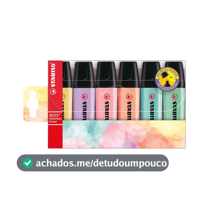 STABILO BOSS ORIGINAL Pastel Marca Texto - Estojo com 6 unidades – Em 6 cores