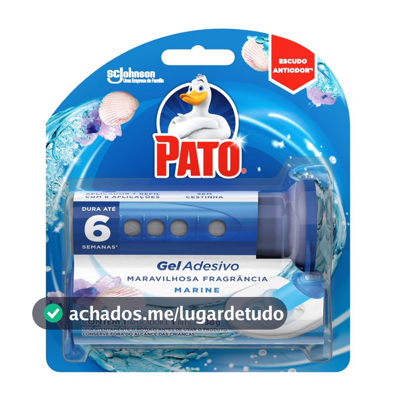 Pato Desodorizador Sanitário Gel Adesivo Aplicador + Refil Marine 1 Disco