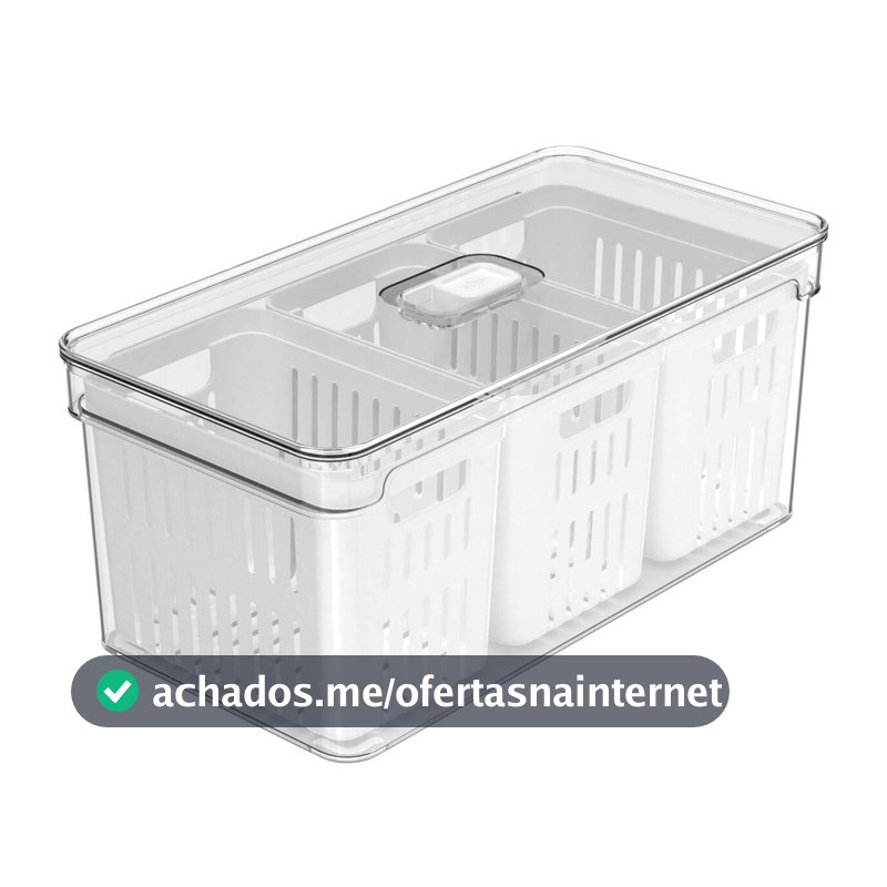 Ou Organizador de Geladeira com Cesto Triplo 5L Linha Clear Fresh