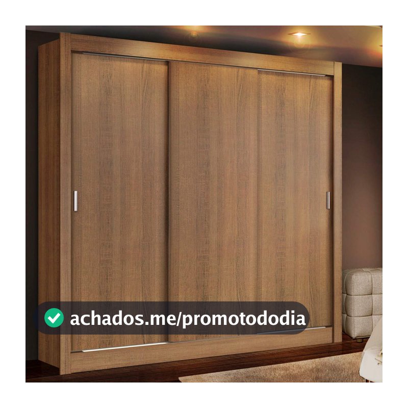 Guarda Roupa Casal Madesa Mônaco 3 Portas de Correr - Rustic