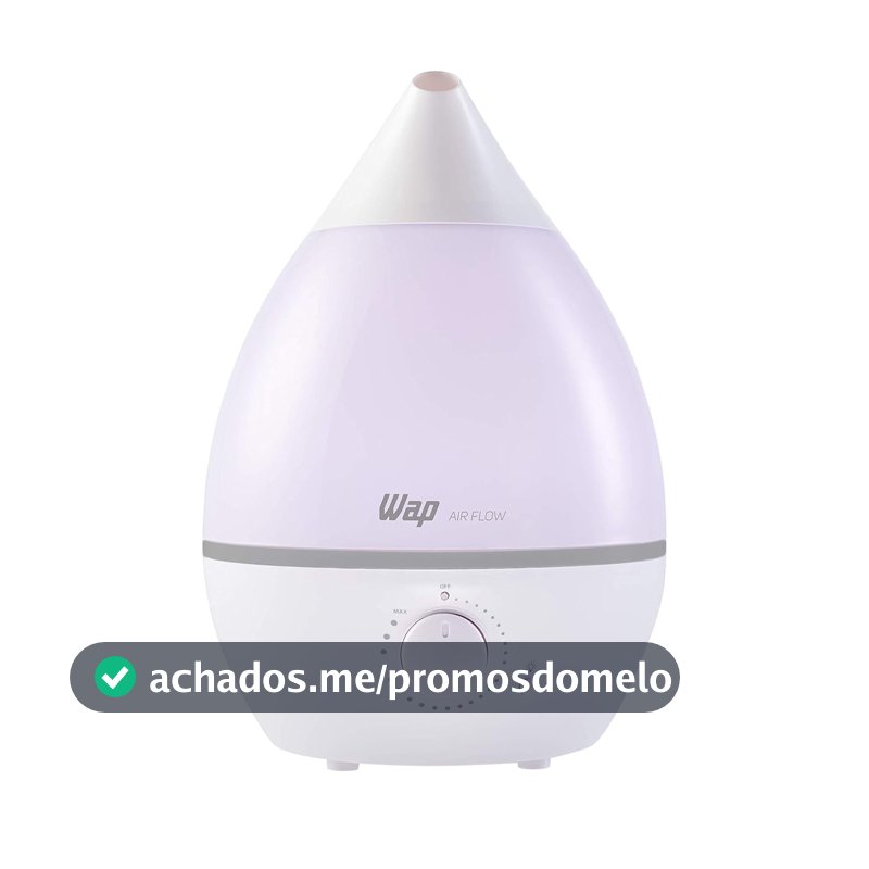 WAP Umidificador de Ar AIR FLOW com Luminária e Difusor de Aromas, 4 Litros, Autonomia de até 12 horas, 20W Bivolt