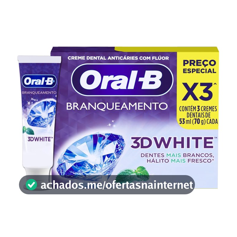 Oral-B Pasta de Dente 3D White Brilliant Fresh, 3 Unidades de 70 g