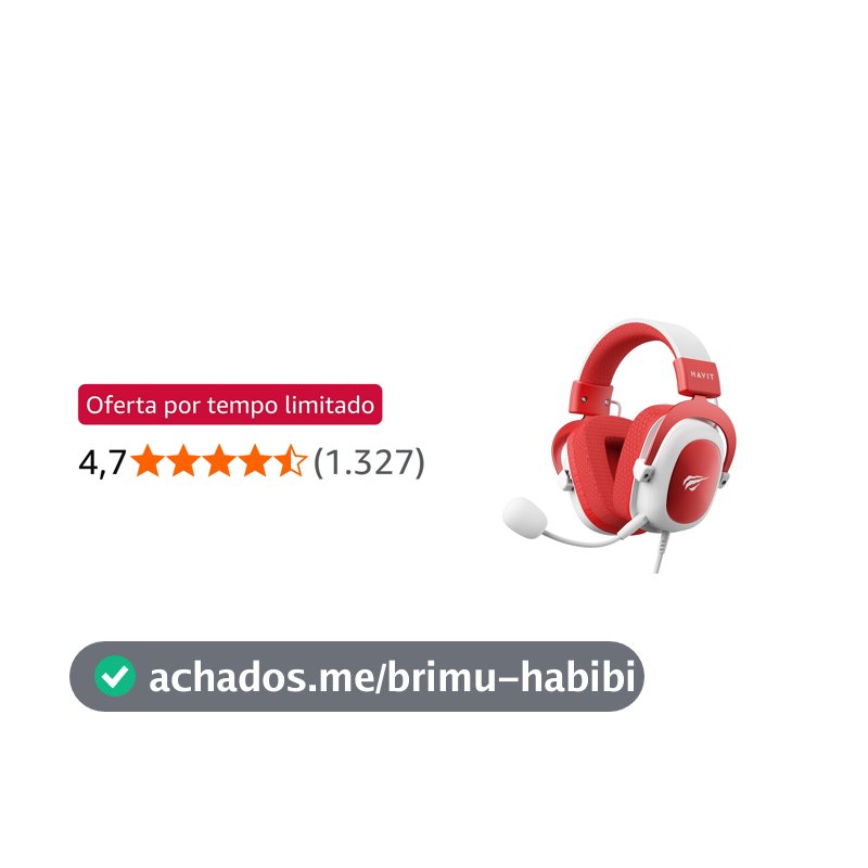 Havit Headphone Fone de Ouvido H2002d Red, Gamer, com Microfone, Falante 53mm, Plug 3, 5mm: compatível com XBOX ONE e PS4, HV-H2002d Cor Vermelho e Branco