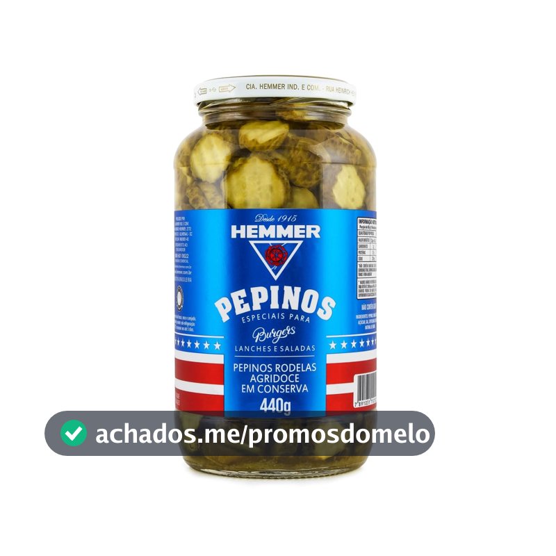 Pepinos em Conserva Agridoce Hemmer Vidro 440G