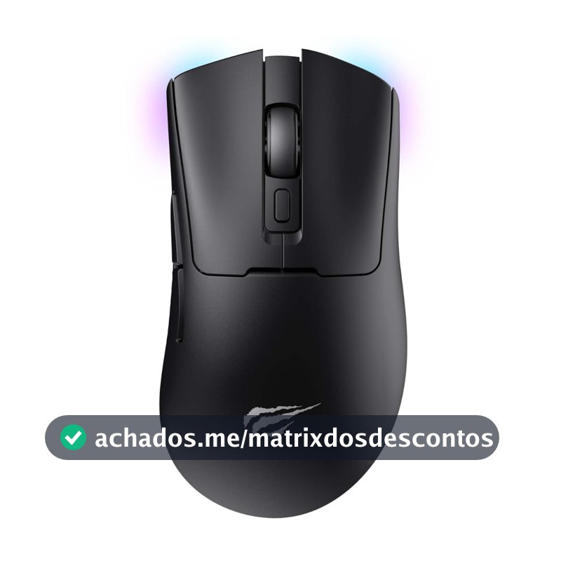 Havit Mouse Gamer Tri-Mode MS966SE Black, Sem Fio e Com Fio, USB, Bluetooth, Wireless 2.4GHz, RGB, 7 Botões, 800-1600-2400-3200-600-10000 DPI, Preto