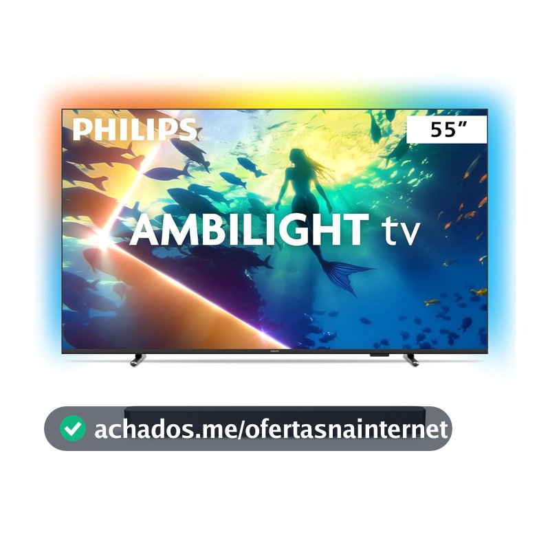 Philips Smart TV Ambilight 55" 4K, 55PUG8100/78 + Soundbar TAB4000, Aparelho de Áudio para TV, Bluetooth, HDMI ARC e USB