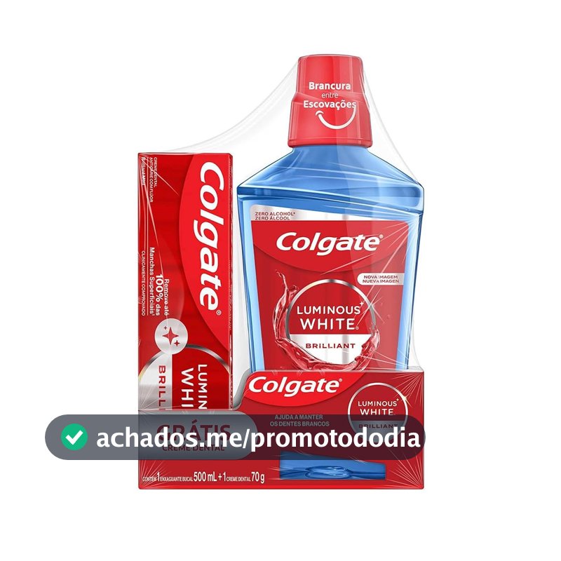 Colgate Luminous White Kit Enxaguante 500ml e Creme Dental 70g