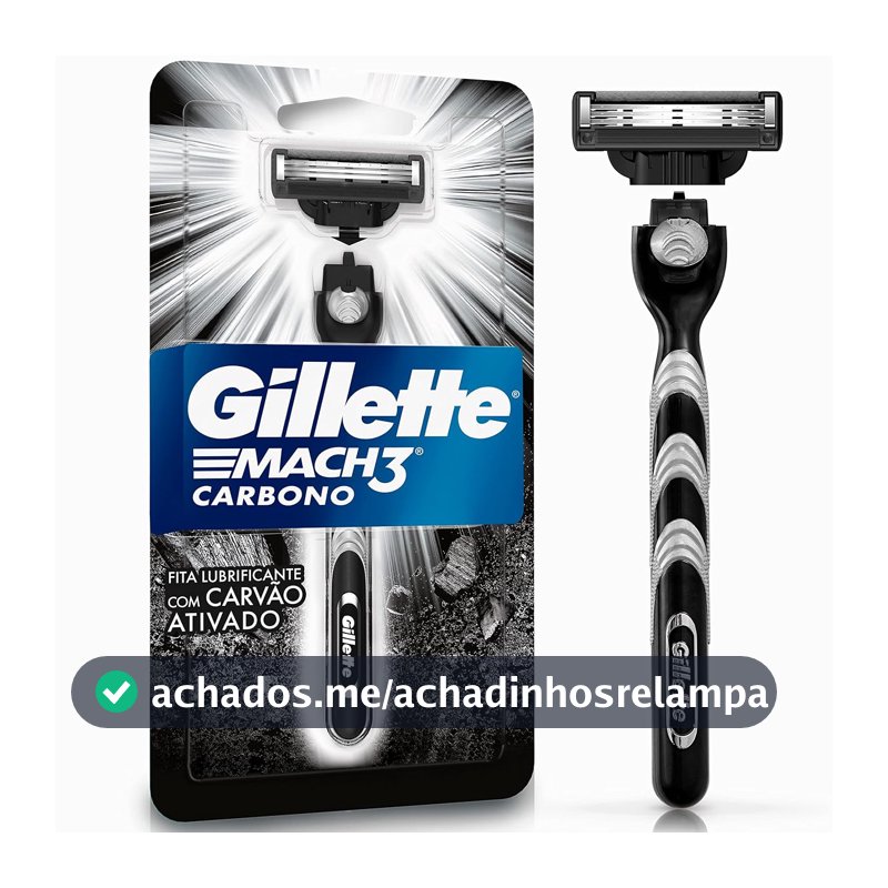Gillette Mach3 Carbono Aparelho de Barbear com Carvão Ativado 1 Unidade