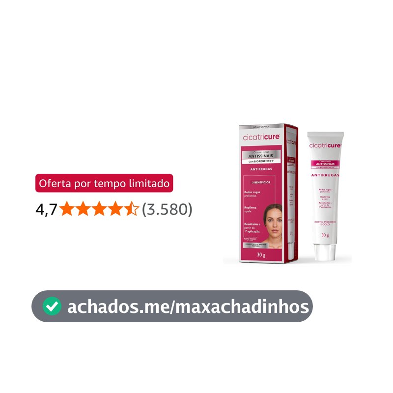 Cicatricure Creme Facial Antissinais com Peptídeos e Ácido Hialurônico 30g
