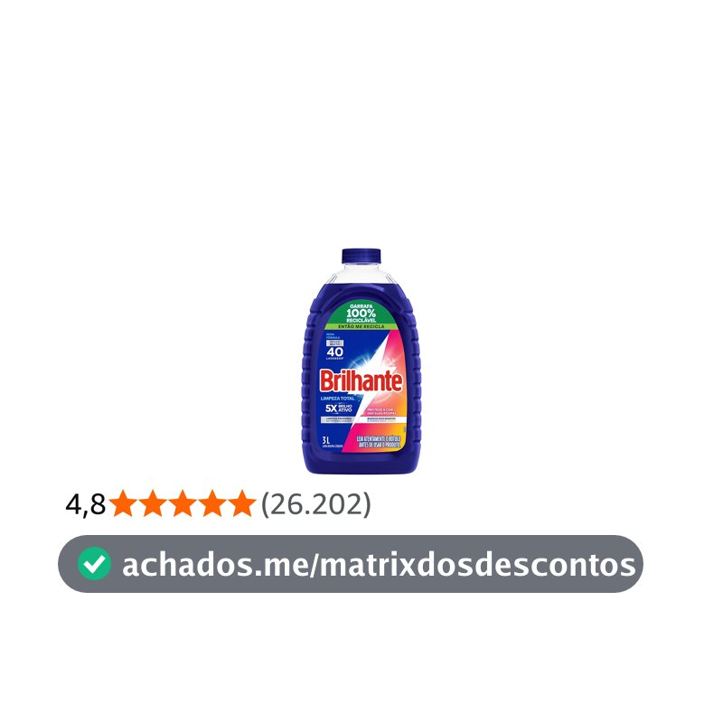 Brilhante Limpeza Total - Lava Roupas Líquido 3L
