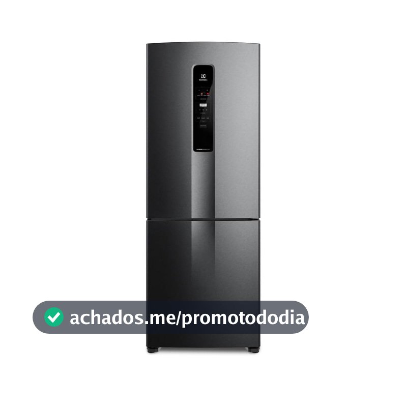 Geladeira Electrolux Frost Free 490L Efficient com AutoSense Inverse Black Inox Look (IB7B) 127 V