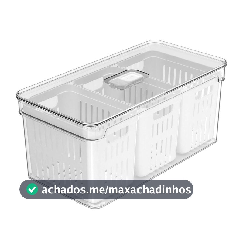 Ou Organizador de Geladeira com Cesto Triplo 5L Linha Clear Fresh