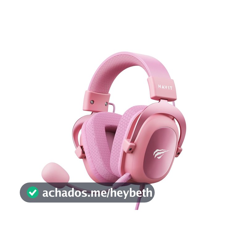Havit Headphone Fone de Ouvido H2002d Pink, Gamer, com Microfone, Falante 53mm, Plug 3, 5mm: compatível com XBOX ONE e PS4, HAVIT, HV-H2002d Cor Rosa