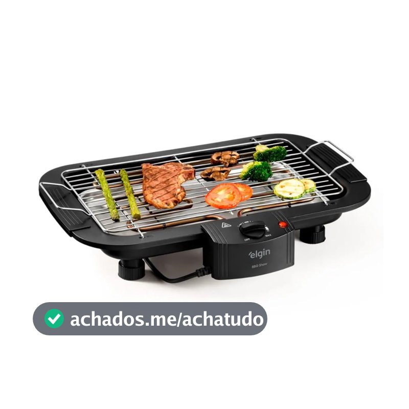 Churrasqueira Elétrica De Mesa Bbq Show Elgin 110V Com controle de temperatura, bandeja anti-fumaça e grelha removível