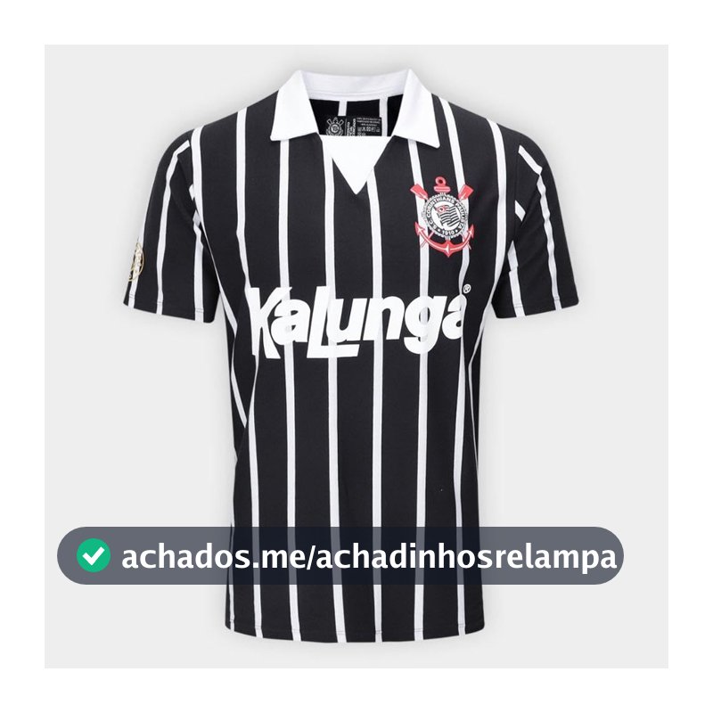 Camisa Polo Corinthians Retrô Kalunga Masculina Preta