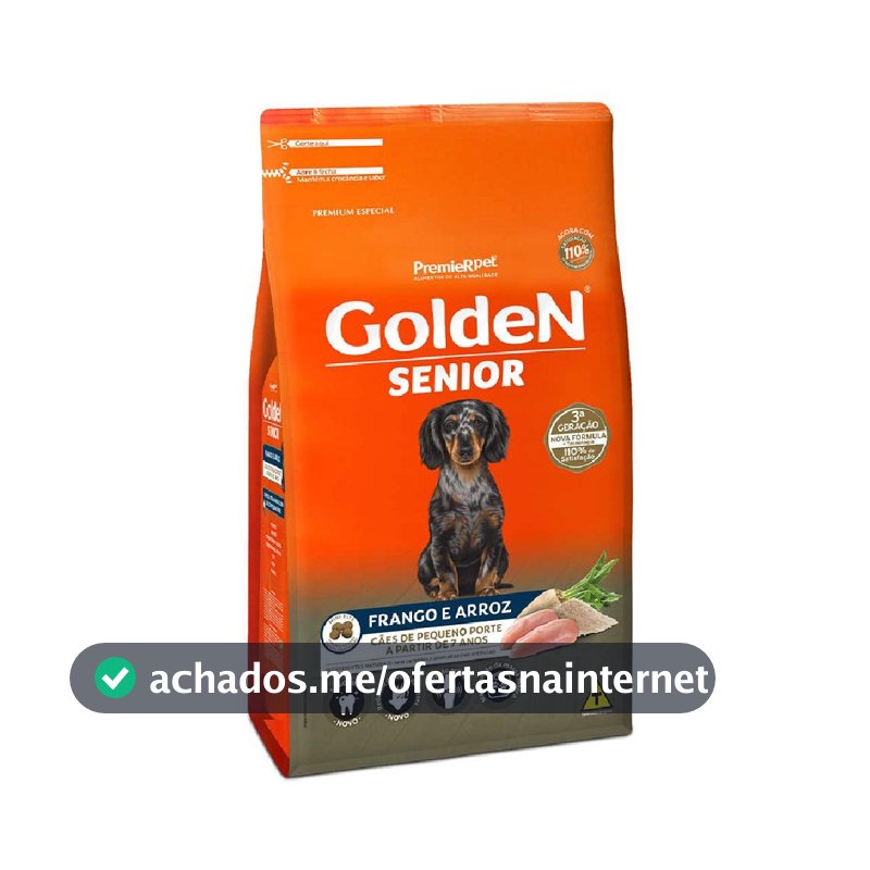 Ração Golden Fórmula Mini Bits Senior para Cães Adultos de Pequeno Porte Sabor Frango e Arroz, 10,1kg Premier Pet Para Todas Pequeno Idosos,