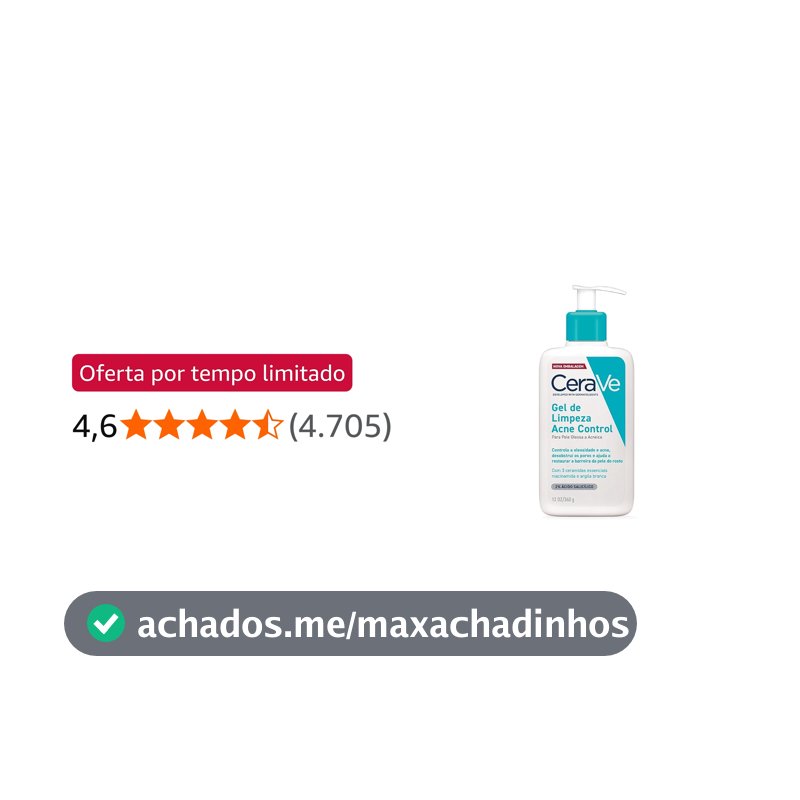 CeraVe Acne Control Refil Gel de Limpeza Facial, Pele Normal a Oleosa, 60g