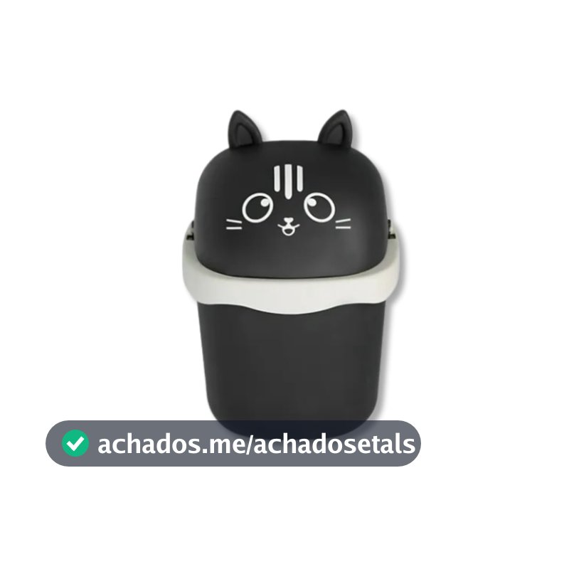 Mini Lixeira de Mesa Gatinho com Tampa Basculante – Compacta, Decorativa e Ideal para Escritório, Quarto ou Penteadeira