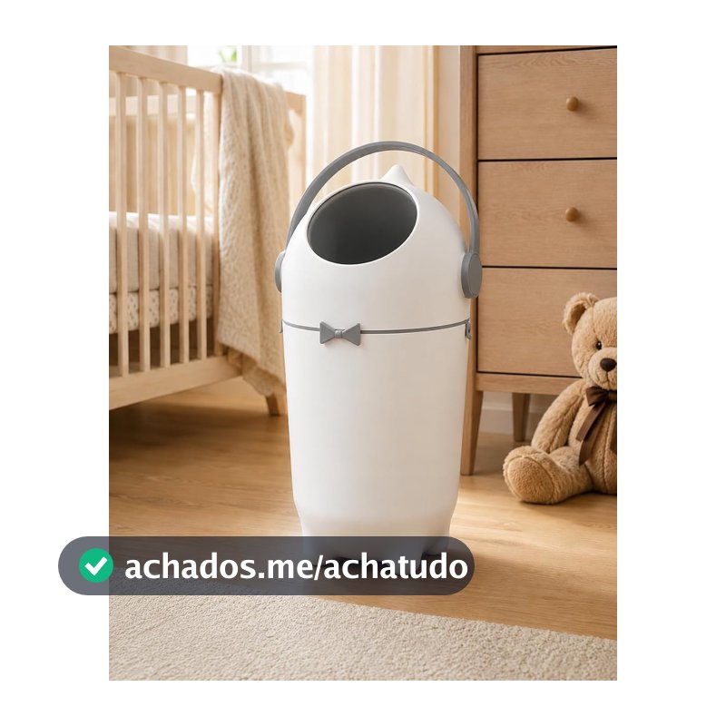 Lixeira para Fraldas Antiodor 10L com Sistema Giratório, Alça Prática e Vedação de Resíduos, Design Decorativo para Quarto de Bebê, Banheiro e Lavabo