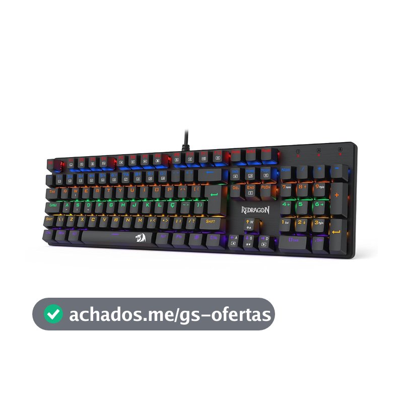 TECLADO MECÂNICO Gamer REDRAGON VALHEIM ILUMINAÇÃO Rainbow Preto Switch Brown USB-A K608-R (PT-BROWN)