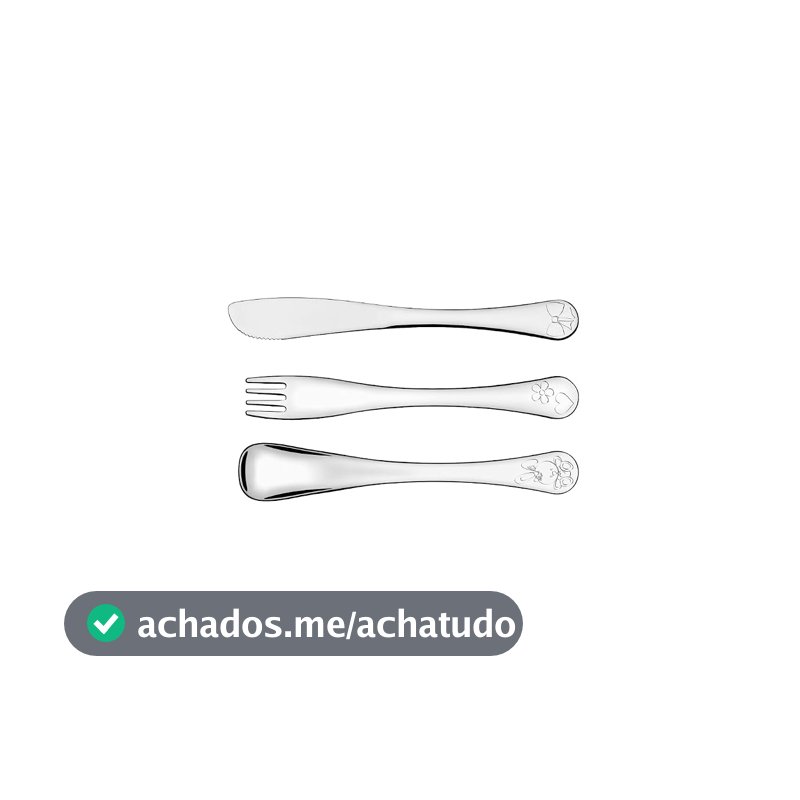 Tramontina 66973005 Jogo de Talheres Infantil Aço Inox com 3 Peças, Prata