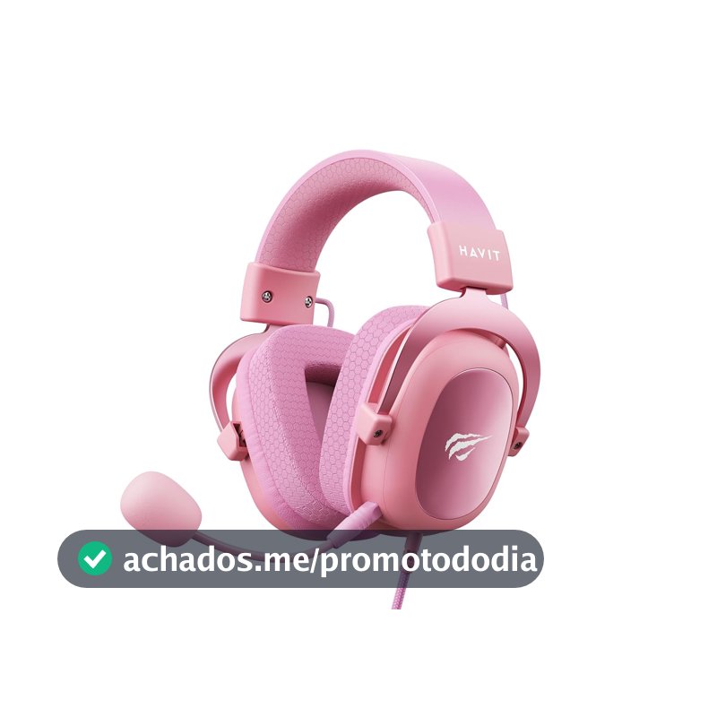Havit Headphone Fone de Ouvido H2002d Pink, Gamer, com Microfone, Falante 53mm, Plug 3, 5mm: compatível com XBOX ONE e PS4, HAVIT, HV-H2002d Cor Rosa
