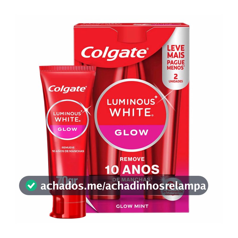 Colgate Luminous White Glow Creme Dental Clareador, 2x70g