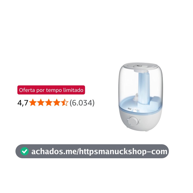 WAP Umidificador de Ar Air Flow U2 2,3L, Difusor de Aromas, Bivolt