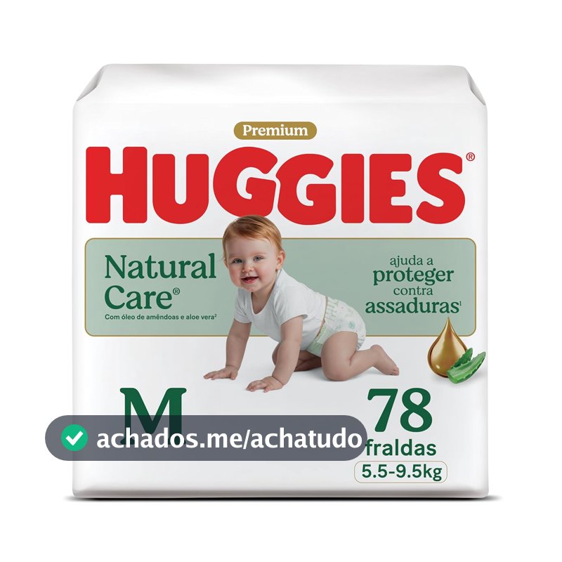 Huggies Fralda Descartável Premium Natural Care Hipoalergênica M - 78 UN