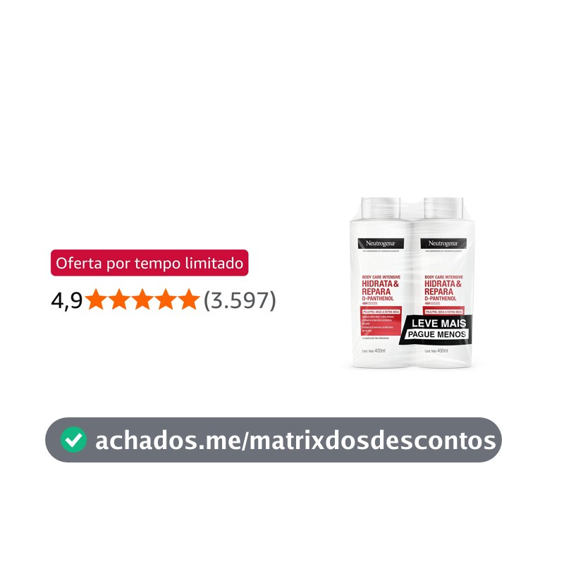 Creme Hidratante Neutrogena Hidrata&Repara, Kit 2 Unidades de 400ml