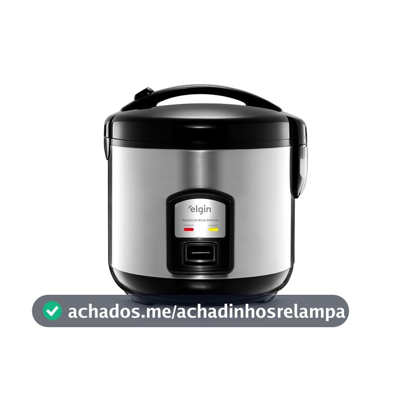 Panela de Arroz Elétrica Gran Rizzo 700W Elgin Antiaderente 10 Xícaras 220V com acessórios, Inox/Preto