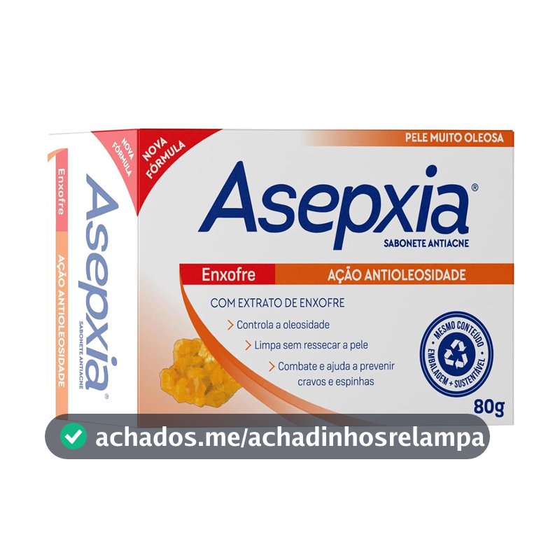 Asepxia Sabonete Facial Enxofre 80g - Antiacne Oleosidade e Cravos Espinhas