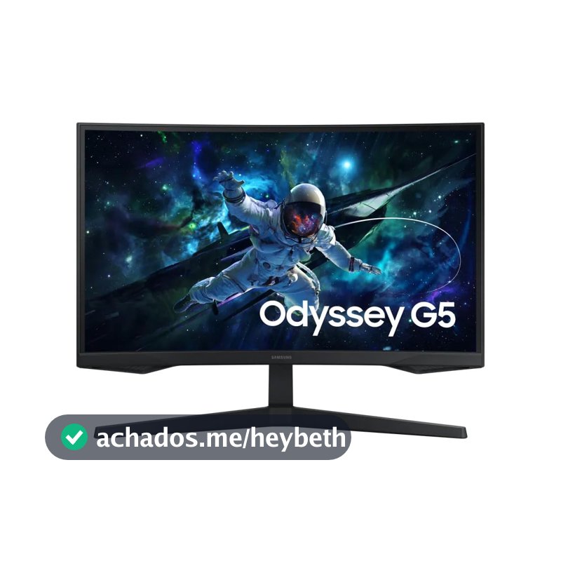 Monitor Gamer Samsung Odyssey G5 27, Resolução QHD, Taxa de atualização de 165Hz & 1ms de tempo de resposta (MPRT), Curvatura com 1000R, HDR 10, AMD FreeSync, Eye Saver Mode & Flicker Free Mode