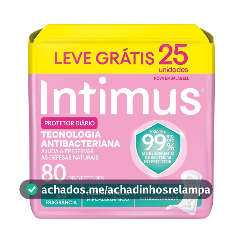 Protetor Díário Intimus® Tecnologia Antibacteriana - 80 un