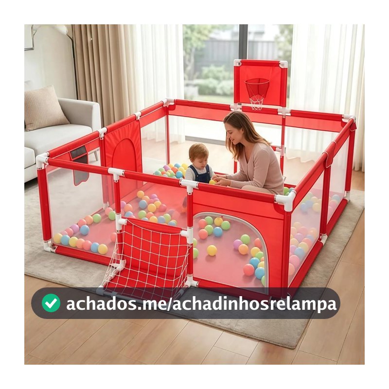Cercadinho Infantil para Bebê Seguro, Desmontável e portátil, com tela de proteção