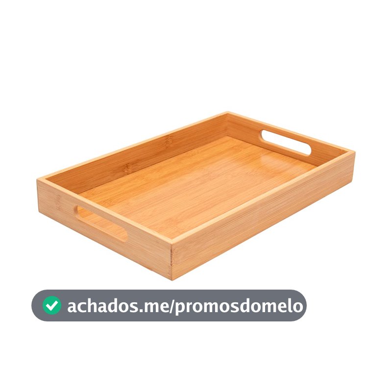 Mimo Style Bandeja Retangular Ecokitchen Com Alça nas Laterais, Ideal para Servir Petiscos, Cafés e Lanches, Produzido em Bambu Ecológico. Pode Ser Utilizada Em Decoração e Organização de Ambientes