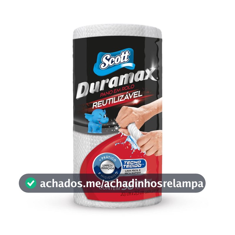Scott Duramax Pano Reutilizável em Rolo, Branco, 58 folhas