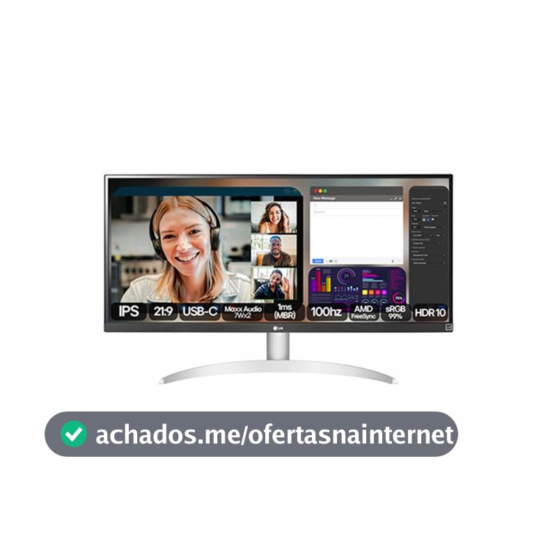 Monitor LG UltraWide™ - Tela IPS de 29", 21:9, USB-C, 7Wx2 MaxxAudio®, sRGB 99%, 100Hz, Branco - 29WQ600B