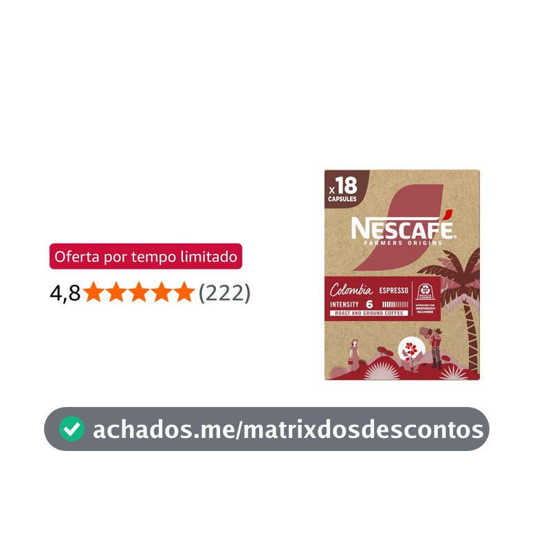 Café em Cápsula Nescafé Farmers Origins Colombia - compatível máquina Nespresso, 18 cápsulas 44g