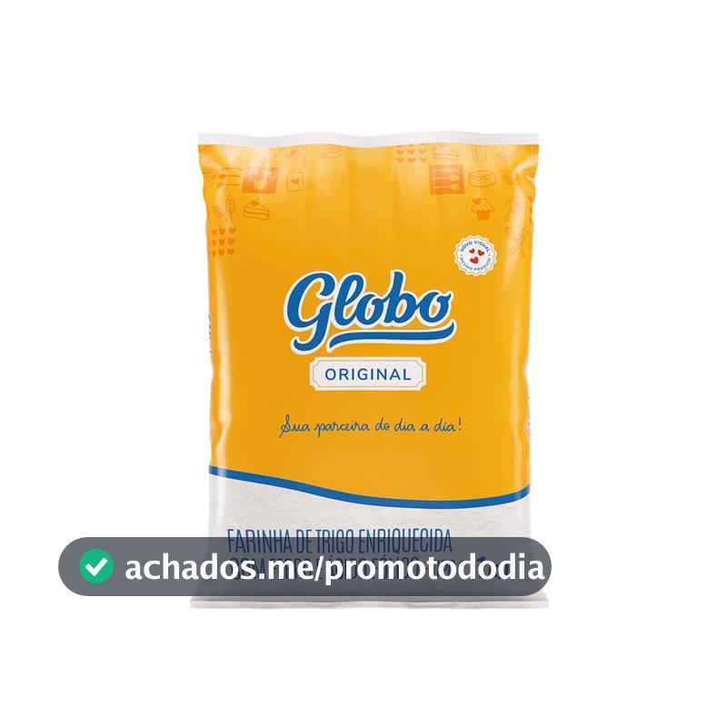 Farinha de Trigo de 1 Kg, Tipo 1, Embalagem Plástica, Globo Original.