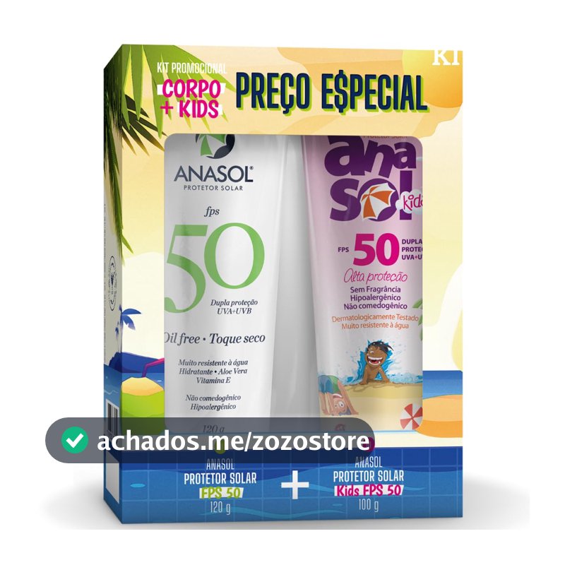 Protetor Solar Corporal Anasol, FPS 50, 120g, Kit com 2 Unidades