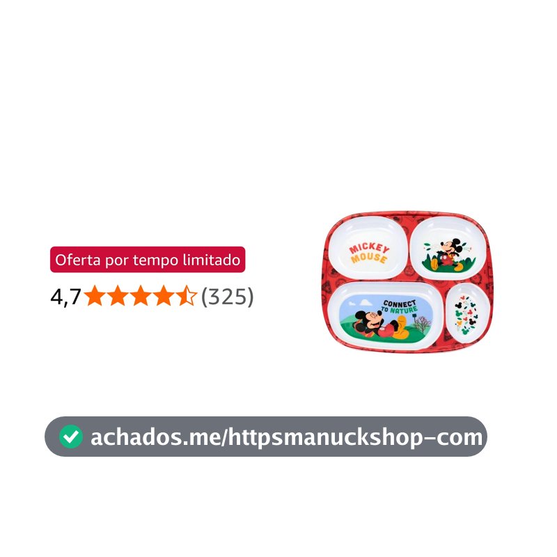 Tuut Prato com Divisória de Melamine Disney Mickey Mouse – Produto Oficial