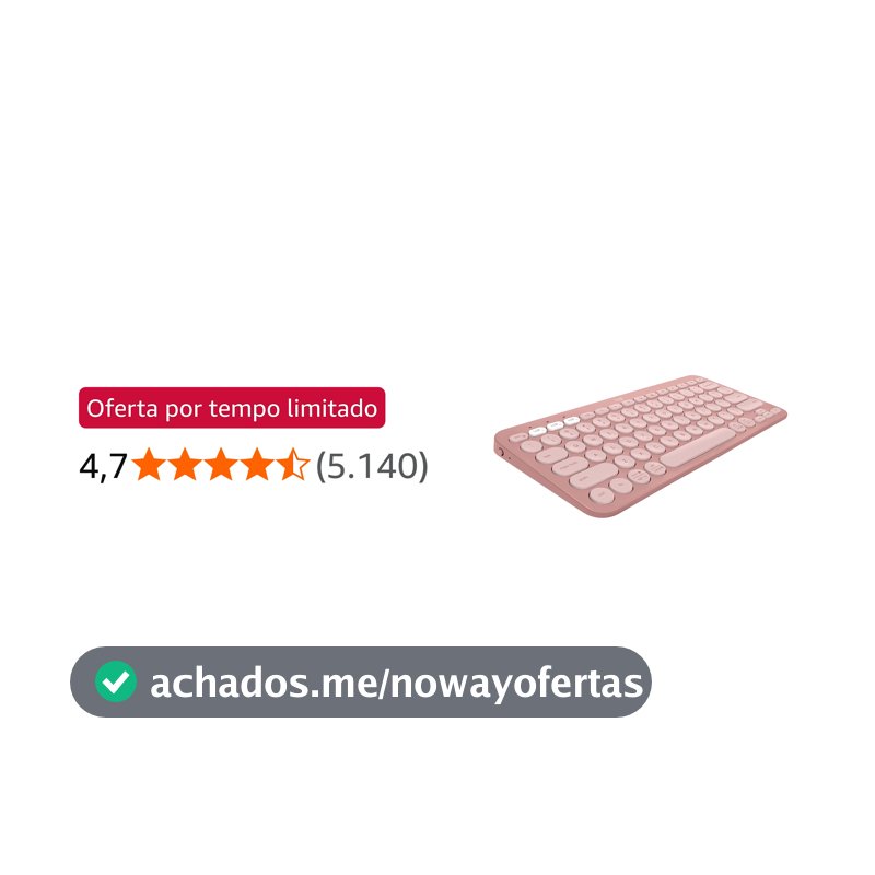 Teclado sem fio Logitech Pebble Keys 2 K380s com Conexão Bluetooth Easy-Switch e Pilha Inclusa - Compatível com PC, Mac, Chrome OS, Android, iOS e Apple TV, Layout US - Rosa