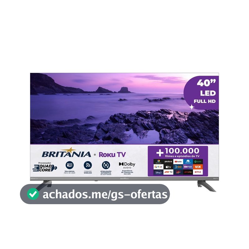 Smart TV 40" Britânia Roku TV HDR10 Dolby Audio B40CRA