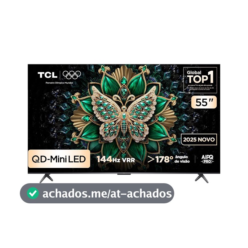 Smart TV TCL 55 Polegadas QD-Mini LED 4K C6K WiFi Bluetooth Google TV 4 HDMI 144Hz HDR10+ 55C6K