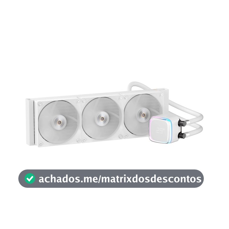 Water Cooler Ocypus Iota L36 BK Branco RGB com Display de Temperatura TDP 300W AMD AM5 Intel LGA1851 Bomba com Rolamento de Cerâmica 3100 RPM Fans com 77CFM 4.65mmH2O Iota-L36-WH3ANWNN00X-GL