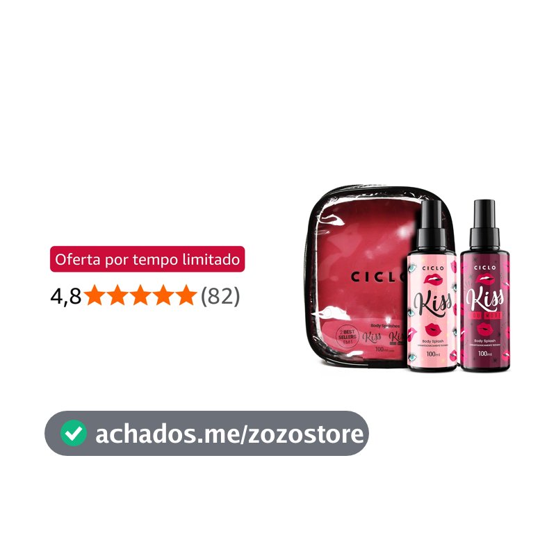 Kit Estojo Body Splash Kiss 100ml + Kiss You More 100ml Ciclo